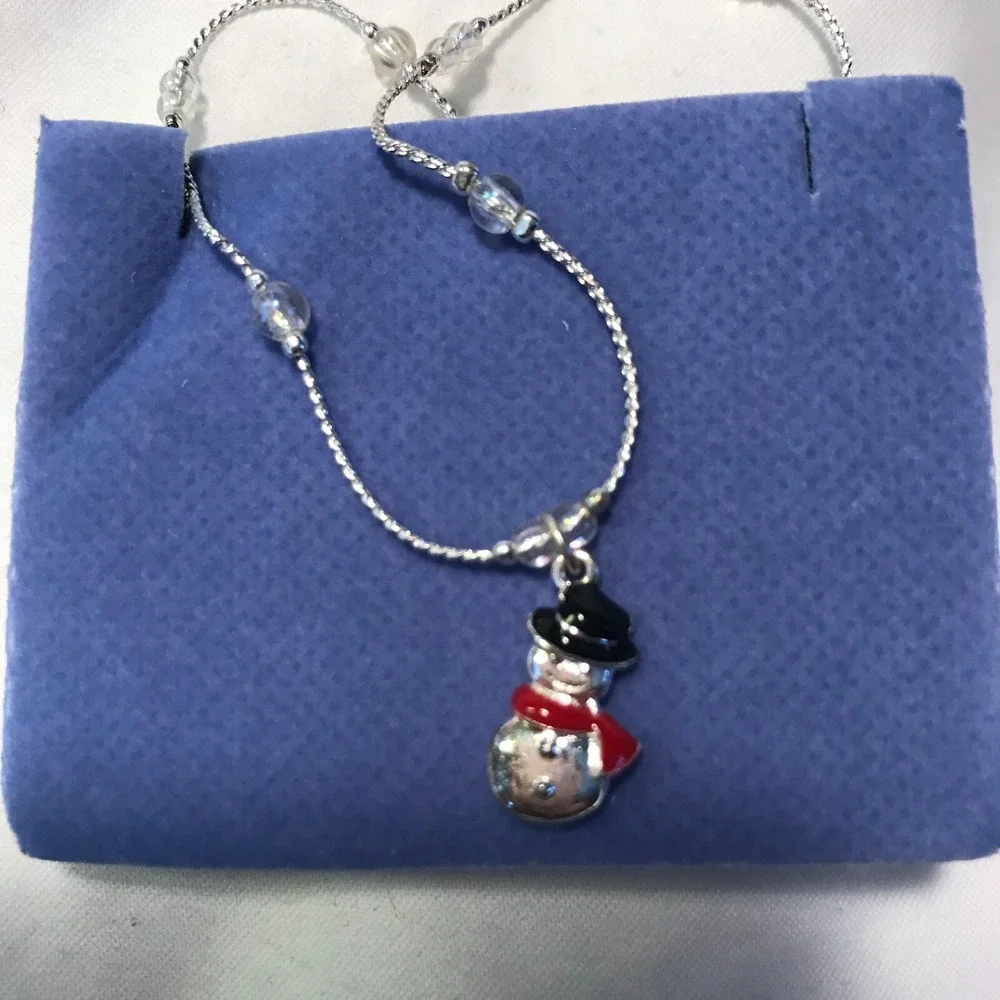 Vintage Avon Holiday Charm Anklet - Snowman